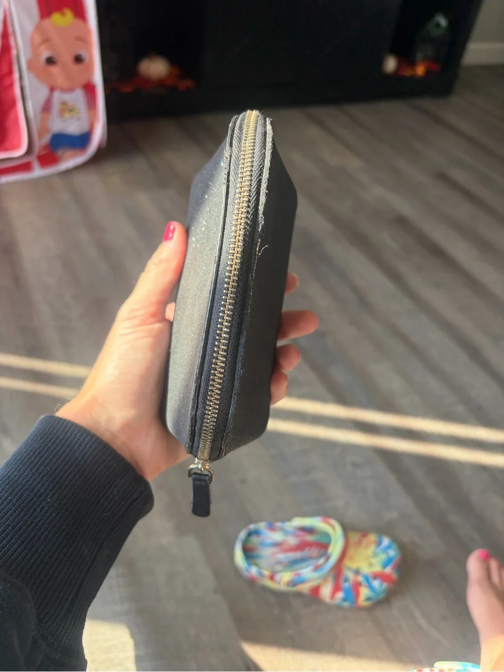 kate spade Black Glitter Dome Cosmetic Pouch